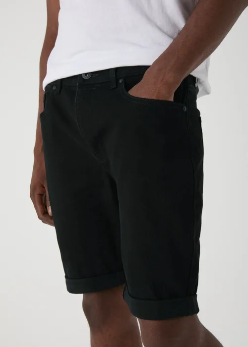 Black Stretch Denim Shorts - 30 Image 3