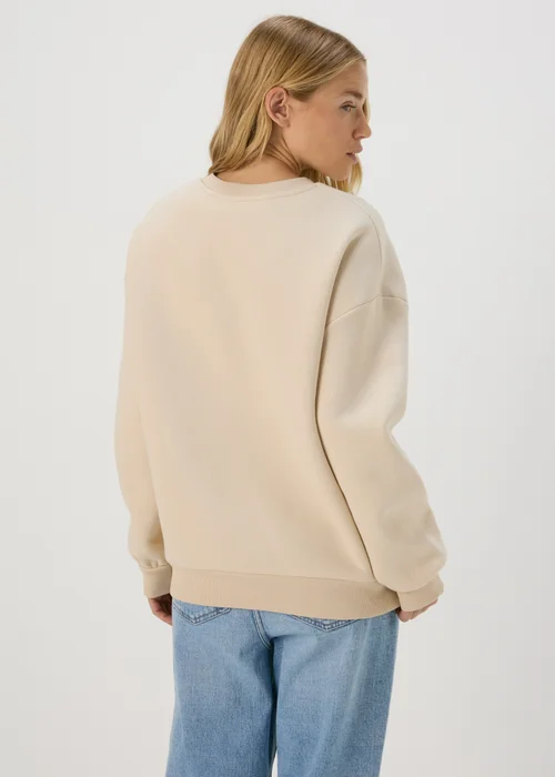 Beige Love Slogan Sweatshirt - S Image 2