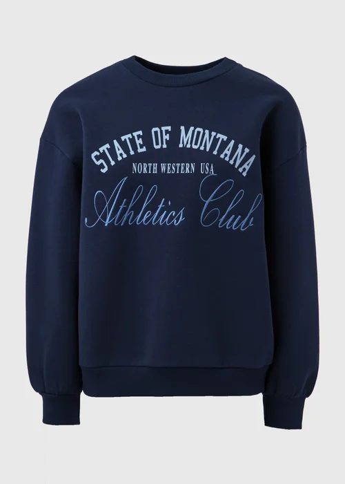 Navy Embroidered Graphic Sweatshirt - Small Image 5