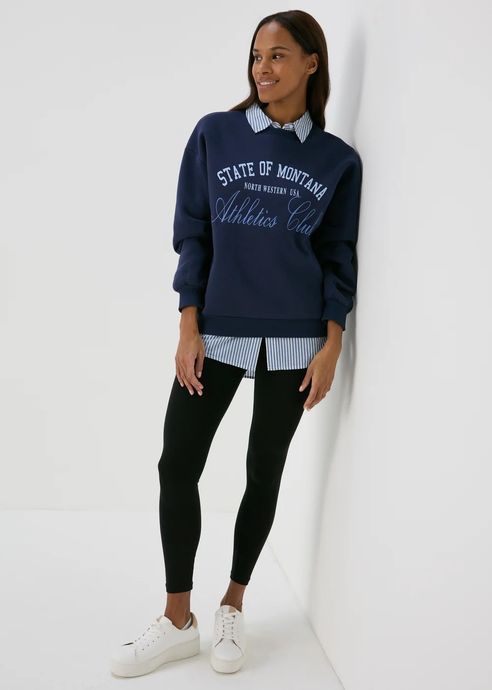 Navy Embroidered Graphic Sweatshirt - Small Image 1