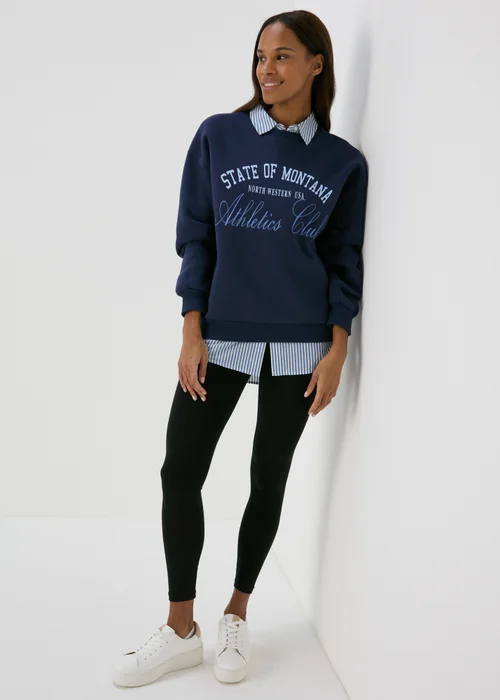 Navy Embroidered Graphic Sweatshirt - Small Image 1