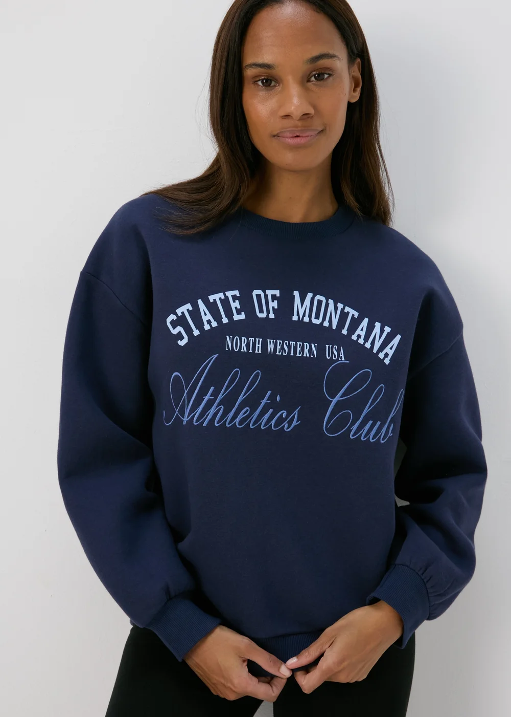 Navy Embroidered Graphic Sweatshirt - Small Image 4