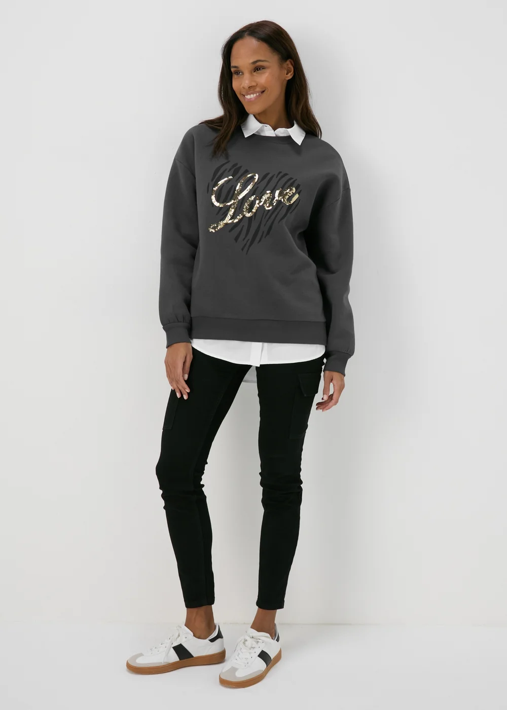 Charcoal Sequin Graphic Sweatshirt - S Image 4
