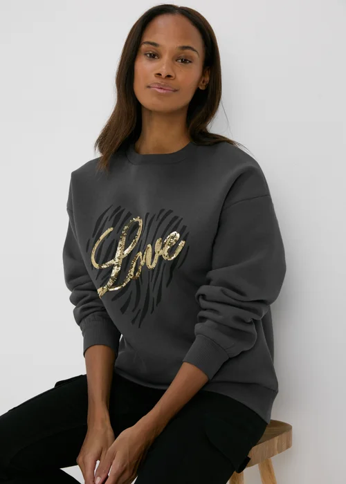 Charcoal Sequin Graphic Sweatshirt - S Image 1