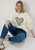 Cream Sequin Graphic Sweatshirt - Small Image 1