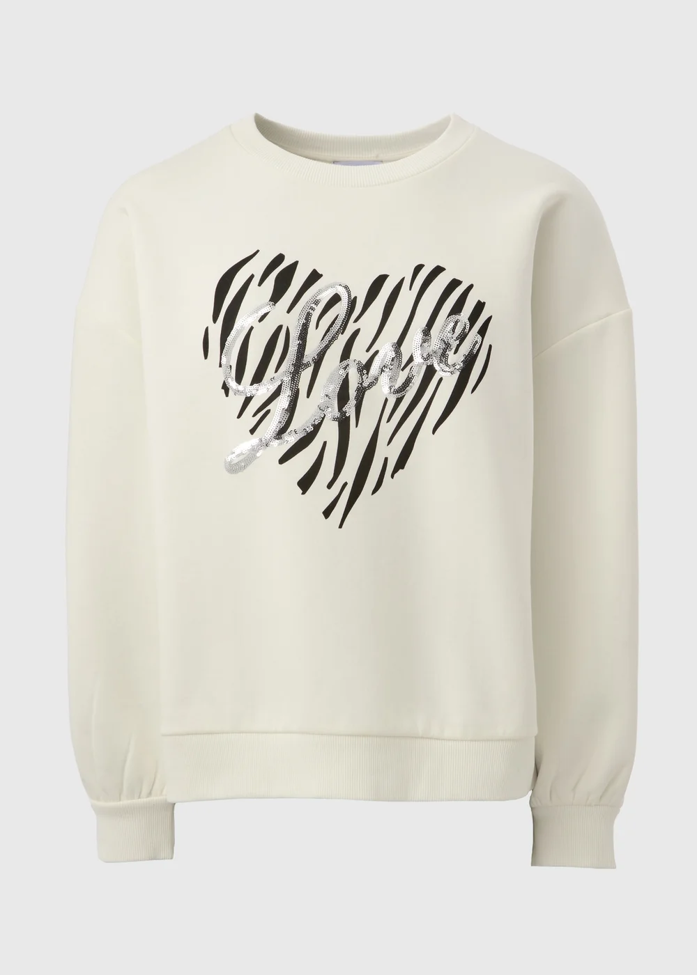 Cream Sequin Graphic Sweatshirt - Small Image 5