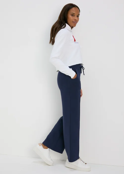Navy Wide Leg Trousers - S Image 4