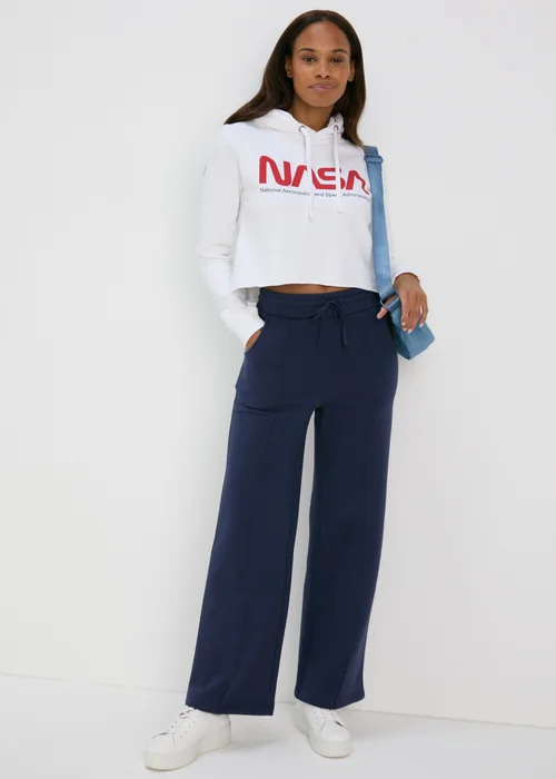 Navy Wide Leg Trousers - S Image 1