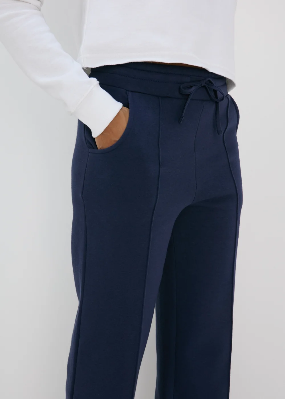 Navy Wide Leg Trousers - S Image 3