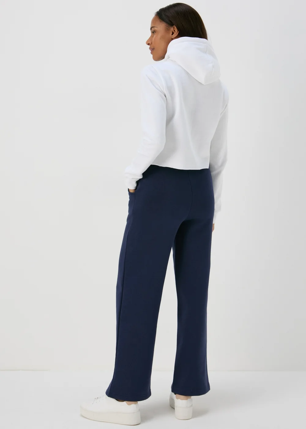 Navy Wide Leg Trousers - S Image 2