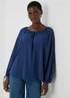 Navy Tie Neck Blouse Top - Size 8 Image 1