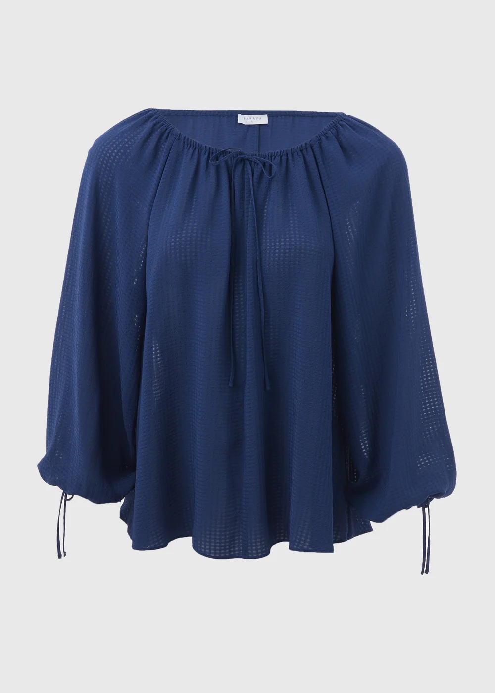 Navy Tie Neck Blouse Top - Size 8 Image 5