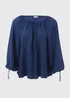 Navy Tie Neck Blouse Top - Size 8 Image 5