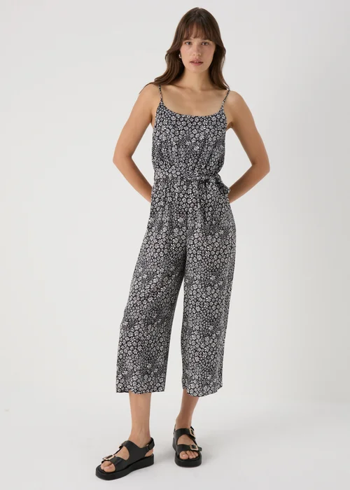 Black Mono Ditsy Strappy Jumpsuit - 8 Image 4