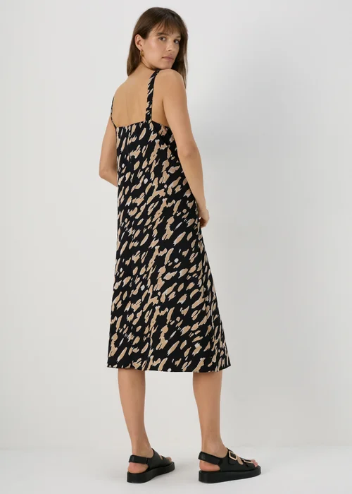 Et Vous Black & Brown Markings Satin Midi Dress - 8 Image 2