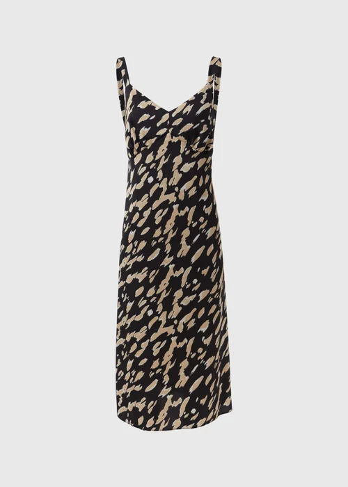 Et Vous Black & Brown Markings Satin Midi Dress - 8 Image 5