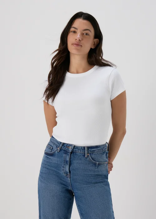 White Plain Ribbed T-Shirt - 8 Image 1