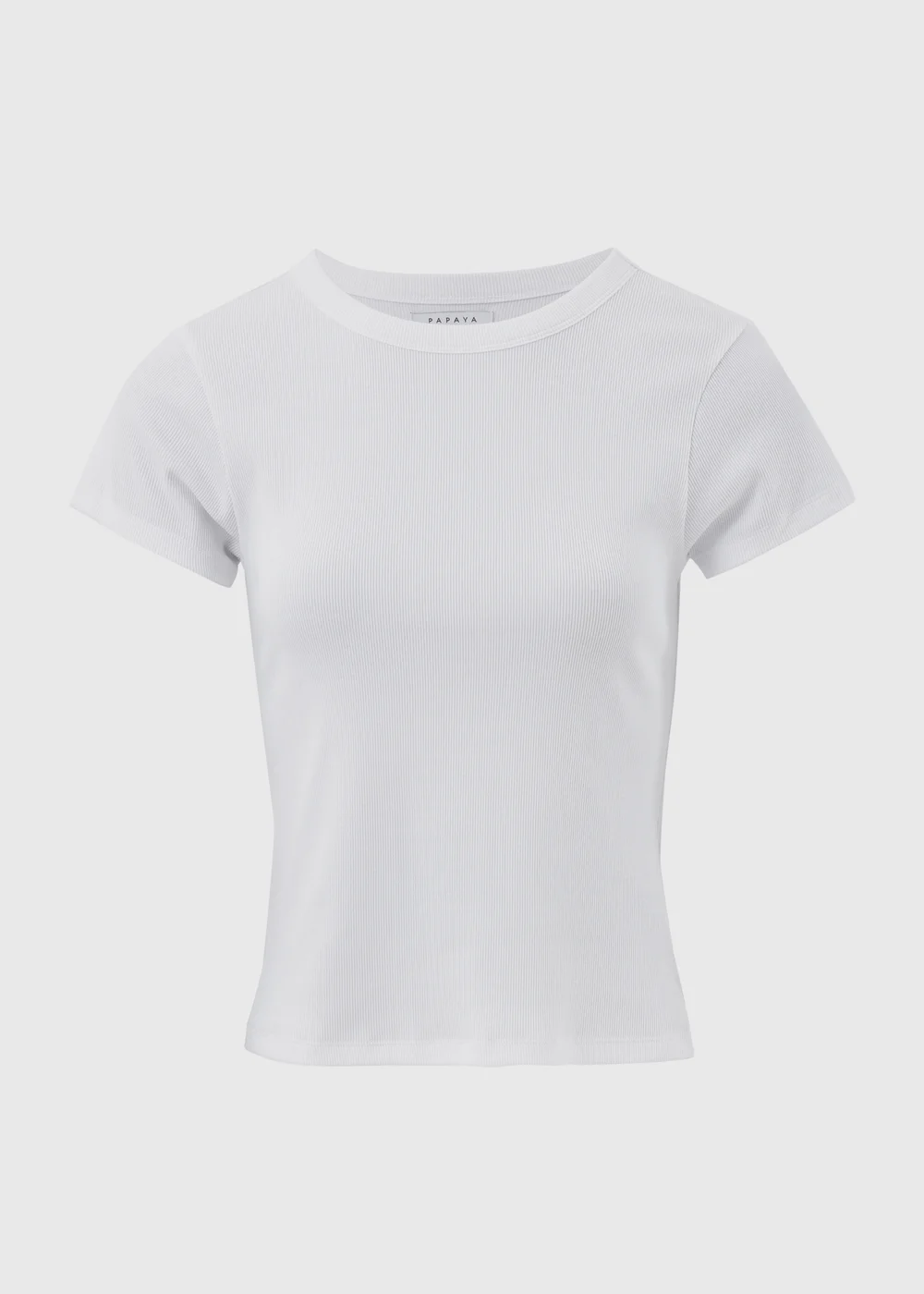 White Plain Ribbed T-Shirt - 8 Image 5