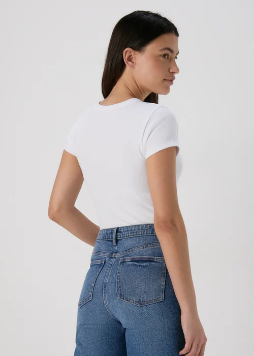 White Plain Ribbed T-Shirt - 8 Image 2
