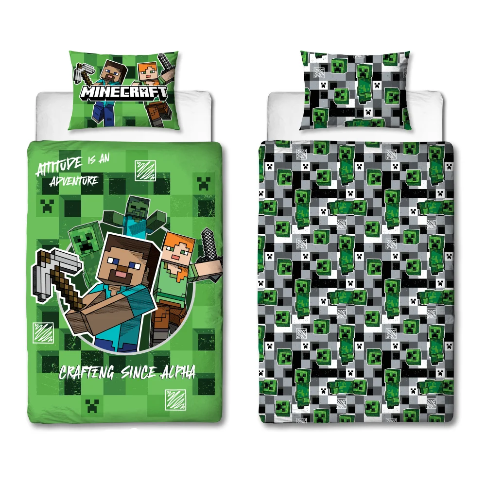 Minecraft Block Check Single Panel Duvet - Single Image 1
