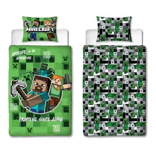 Minecraft Block Check Single Panel Duvet - Single Image 1
