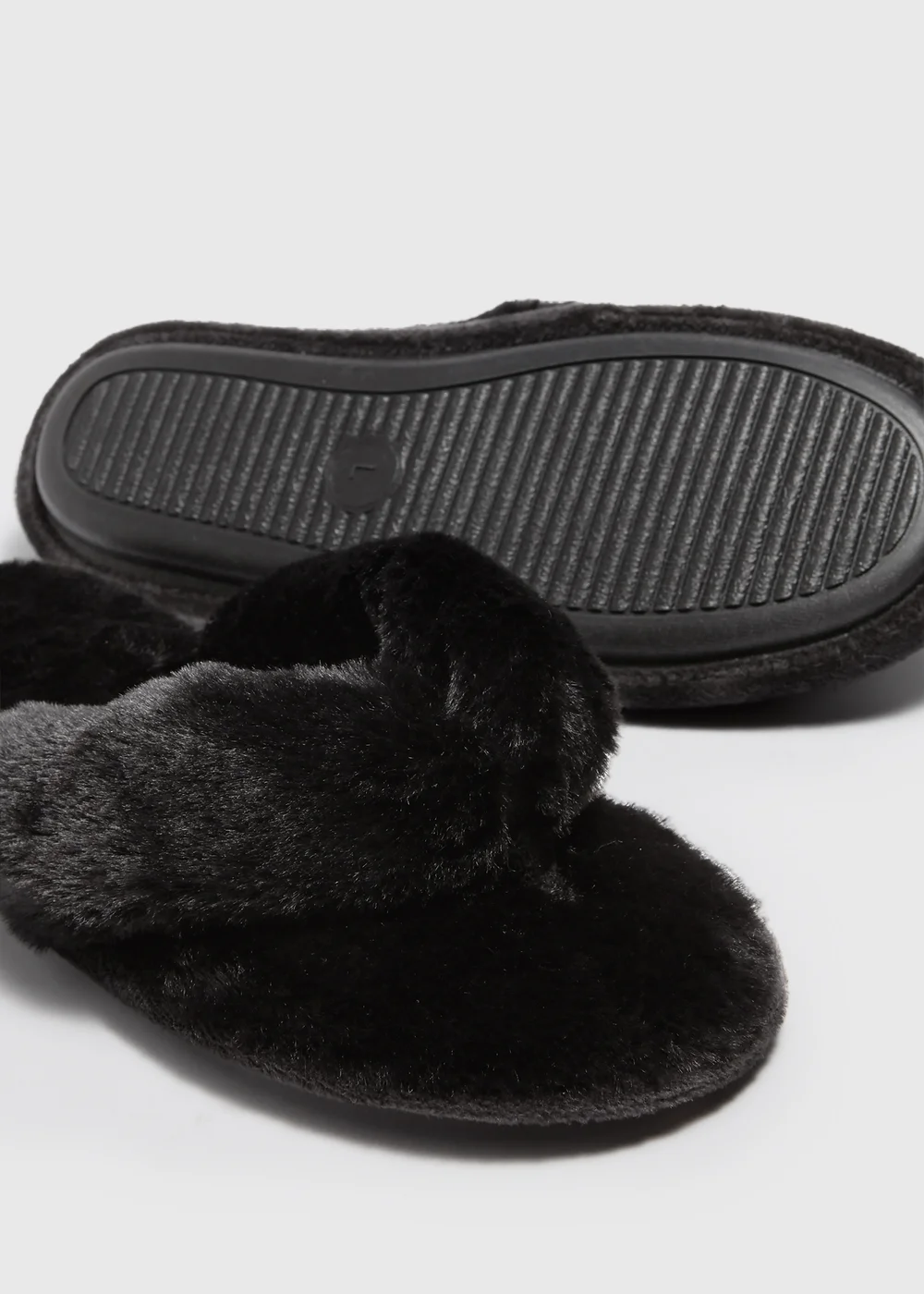 Black Fur Slippers - Small Image 2