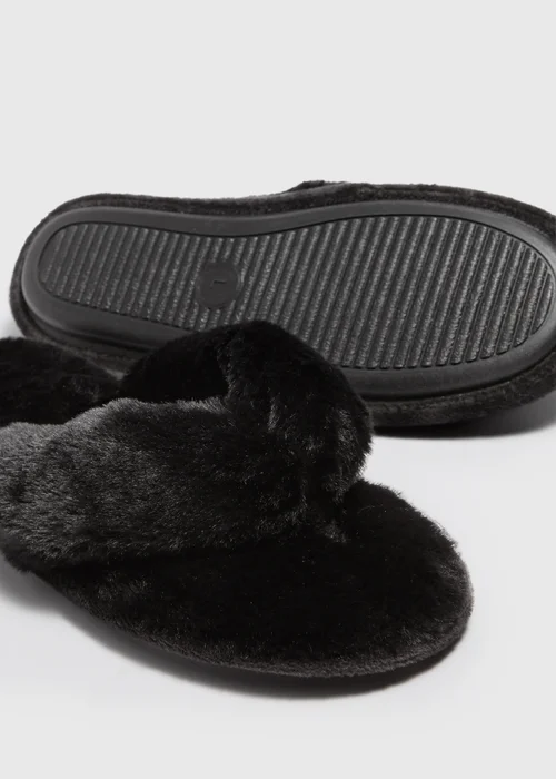 Black Fur Slippers - Small Image 2