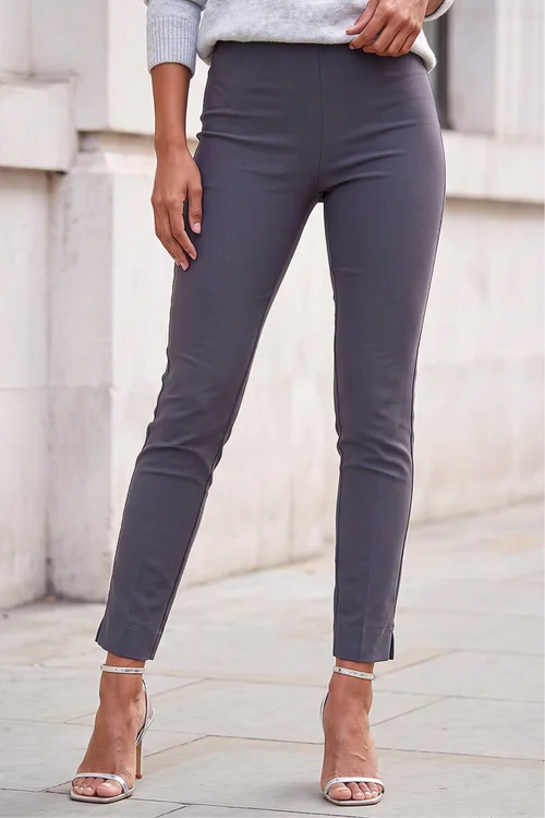 Roman Dark Grey Full Length Elastic Waist Stretch Trousers - 18 Image 2