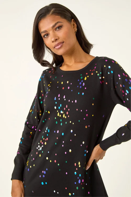 Roman Black Longline Metallic Spot Asymmetric Jumper - 6 Image 4
