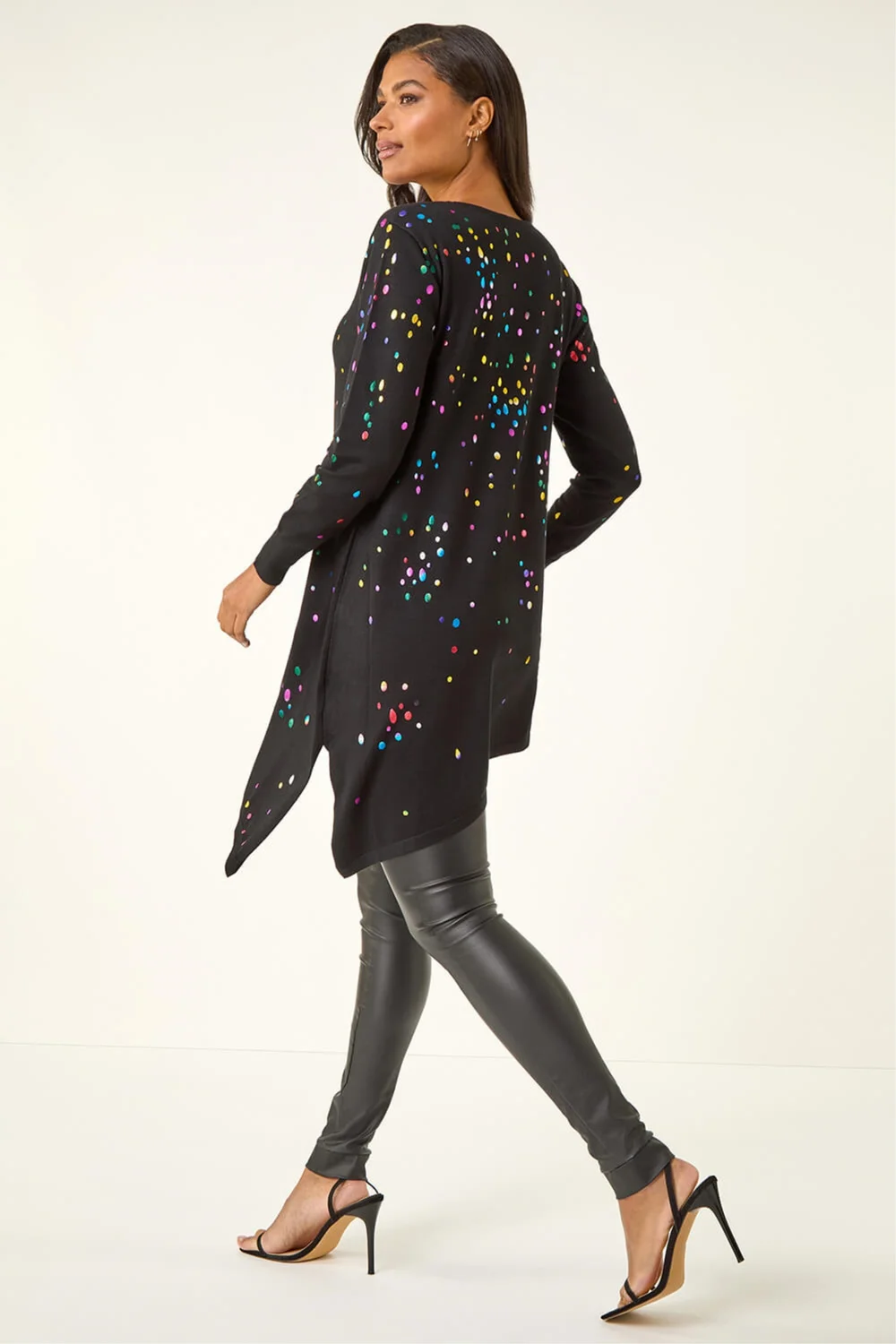 Roman Black Longline Metallic Spot Asymmetric Jumper - 6 Image 3