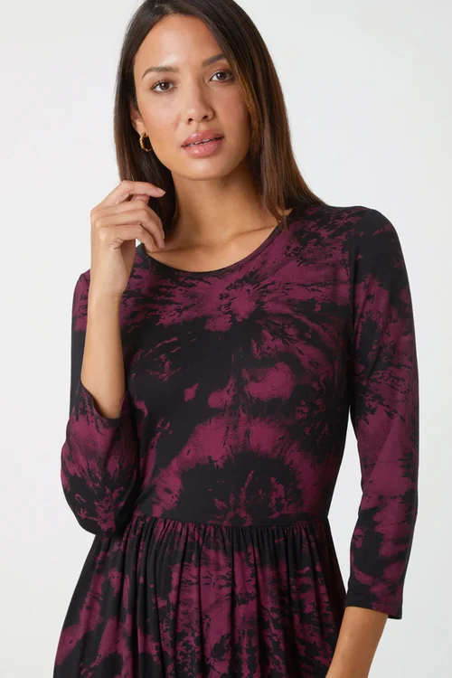 Roman Port Tie Dye Pocket Stretch Midi Dress - 10 Image 4