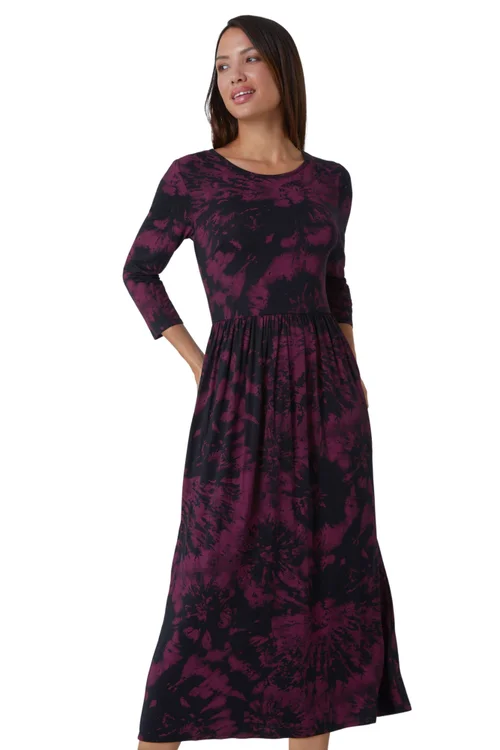 Roman Port Tie Dye Pocket Stretch Midi Dress - 10 Image 1