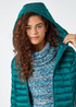 Roman Aquamarine Longline Hooded Padded Coat - 16 Image 4