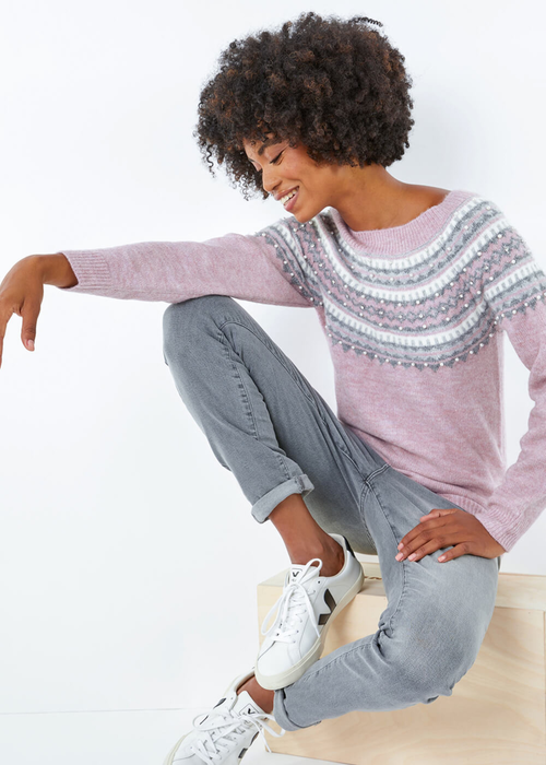 Roman Lavender Pearl Embellished Printed Jumper - 6 Image 2