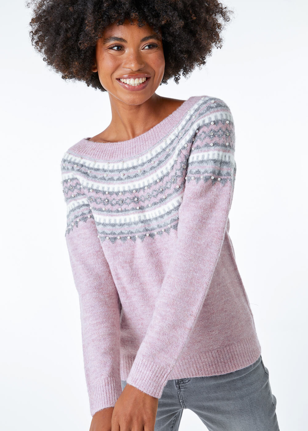 Roman Lavender Pearl Embellished Printed Jumper - 6 Image 3