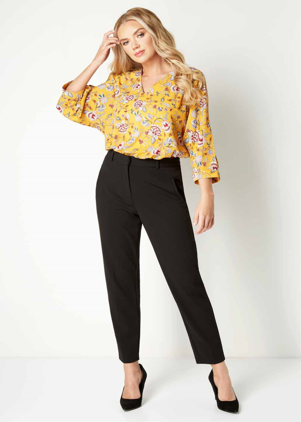 Roman Black Straight Leg Stretch Trouser - 6 Image 3