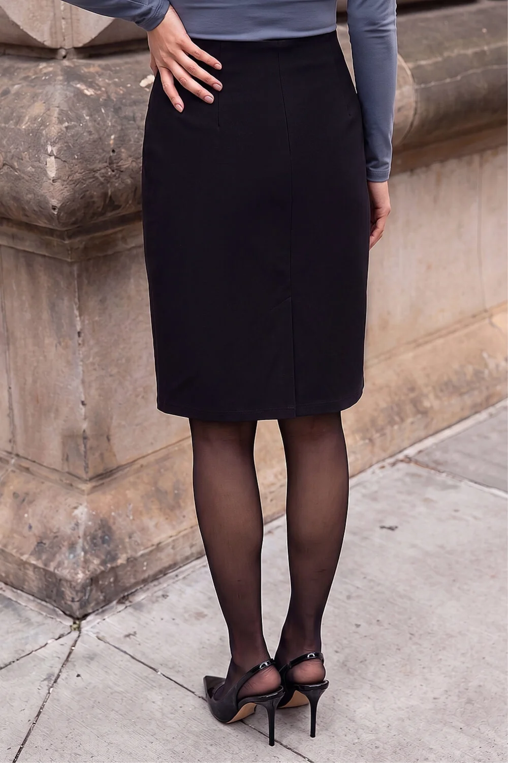Roman Black Pull On Stretch Elastic Waist Pencil Skirt - 14 Image 3