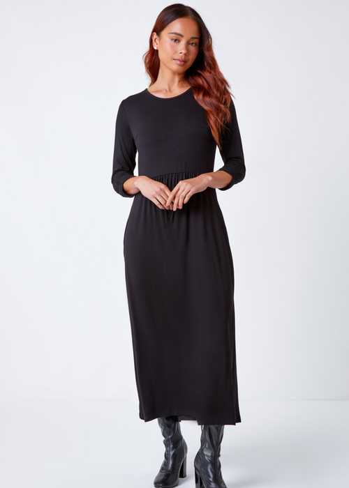 Roman Black Petite Stretch Jersey Midi Dress - 24 Image 3
