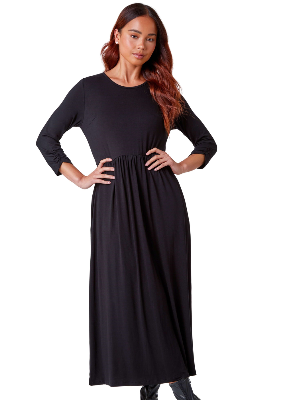 Roman Black Petite Stretch Jersey Midi Dress - 24 Image 1