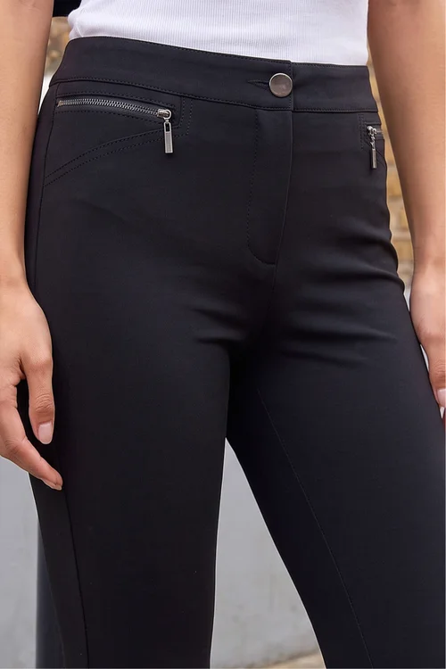 Roman Black Zip Detail Stretch Trouser - 18 Image 4