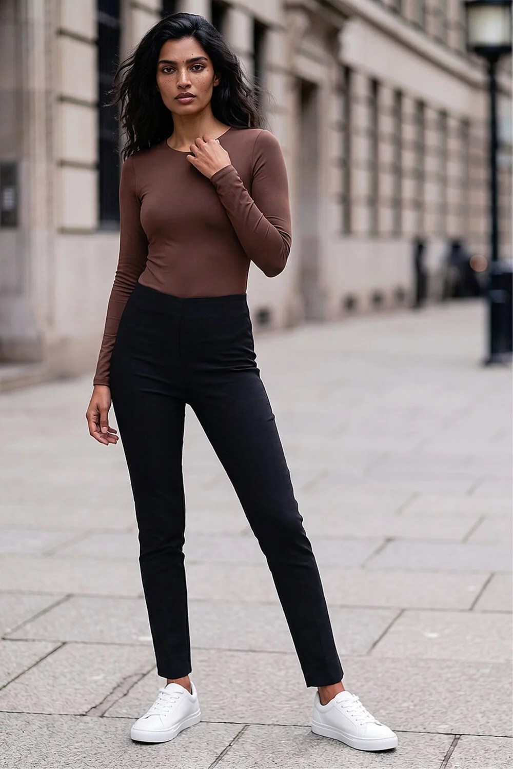 Roman Black Full Length Elastic Waist Stretch Trousers - 10 Image 2