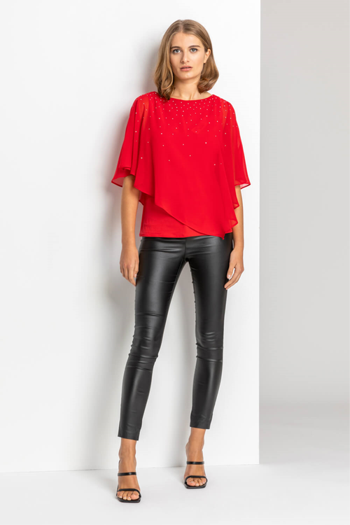 Roman Black Faux Leather Pull On Elastic Waist Trousers - 12 Image 4