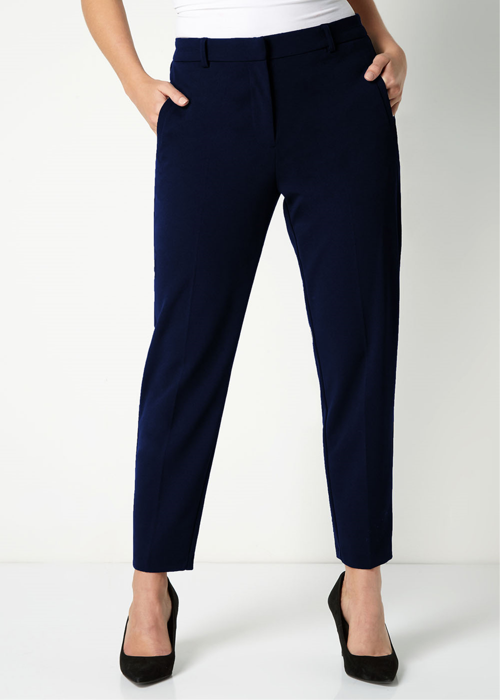 Roman Navy Straight Leg Stretch Trousers - 6 Image 2