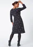 Roman Petite Black Ditsy Floral Stretch Dress - 8 Image 3