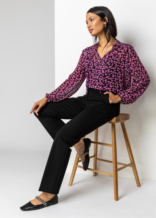 Roman Black Straight Leg Ponte Trousers - 10 Image 2