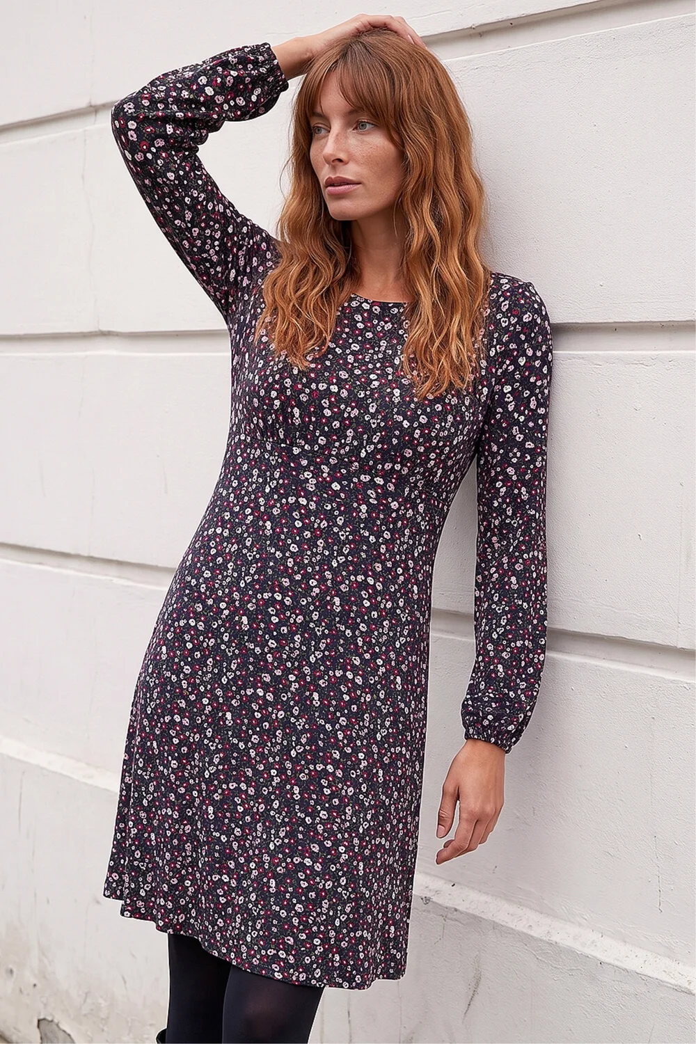 Roman Navy Ditsy Floral Print Stretch Dress - 18 Image 2