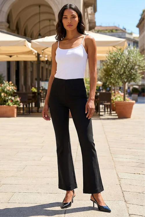 Roman Black Full Length Bootcut Elastic Waist Trouser - 20 Image 2