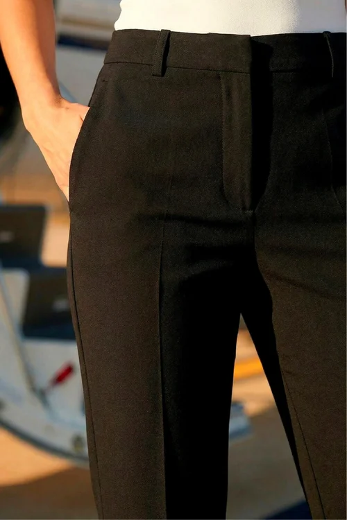 Roman Black Long Straight Leg Stretch Trouser - 12 Image 4