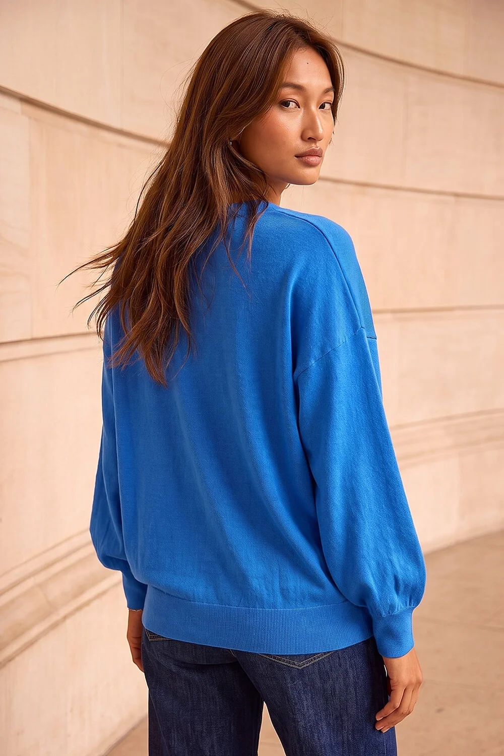 Roman Blue V-Neck Stretch Jumper - 16 Image 3