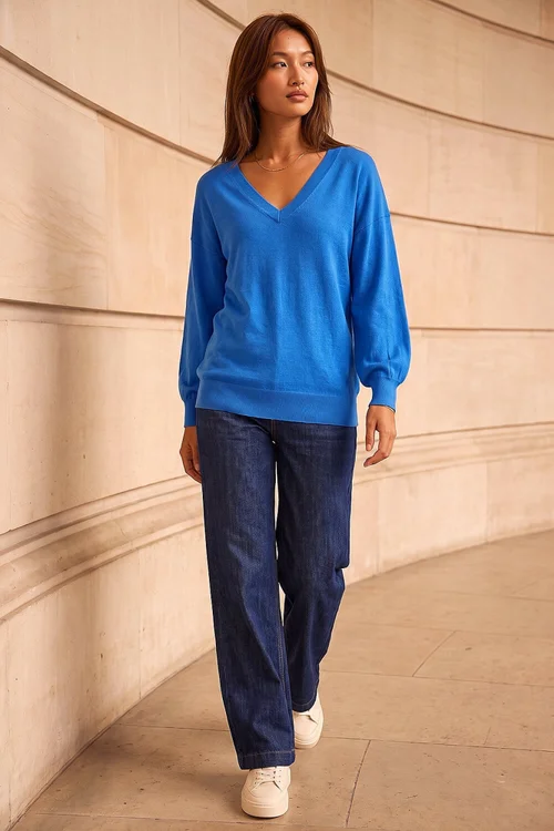 Roman Blue V-Neck Stretch Jumper - 16 Image 2